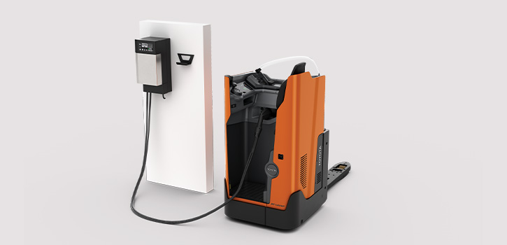 Toyota BT Levio stand-in LSI powered pallet truck charging
