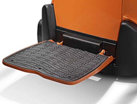 Flip-down operator platform 